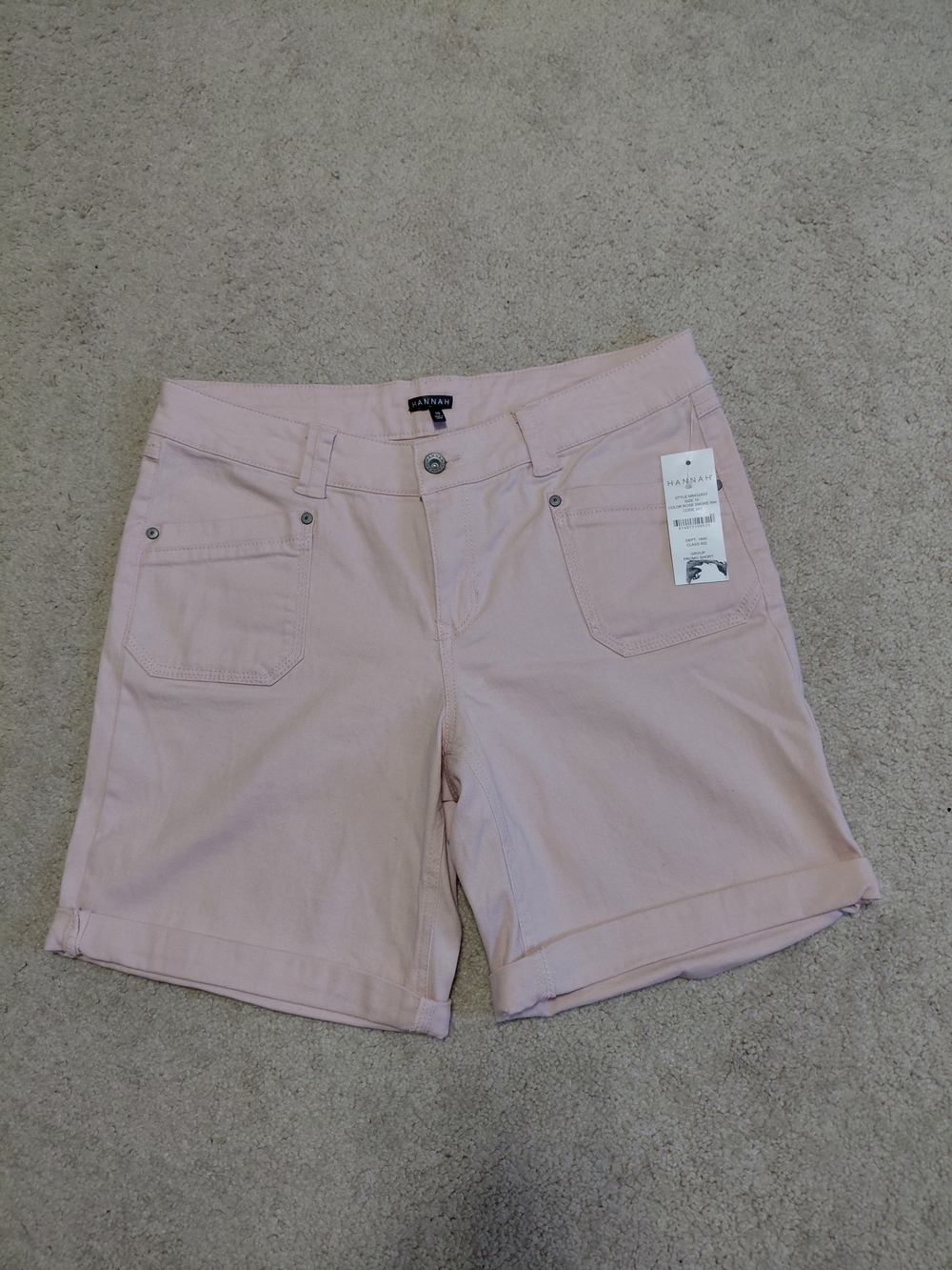 Hannah Light Pink Roll-Cuff Bermuda Shorts